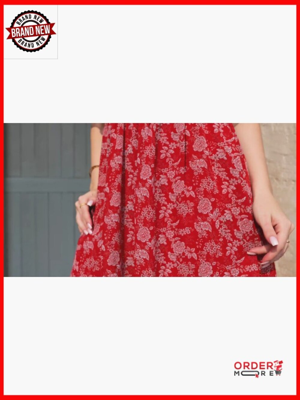 V-Neck Ruffle Sleeve Flowy Chiffon Boho Maxi Dress with Hidden Buttons - Picture 7 of 7